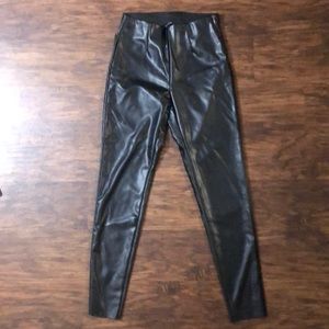 High Waisted Black Pleather Jeggings
